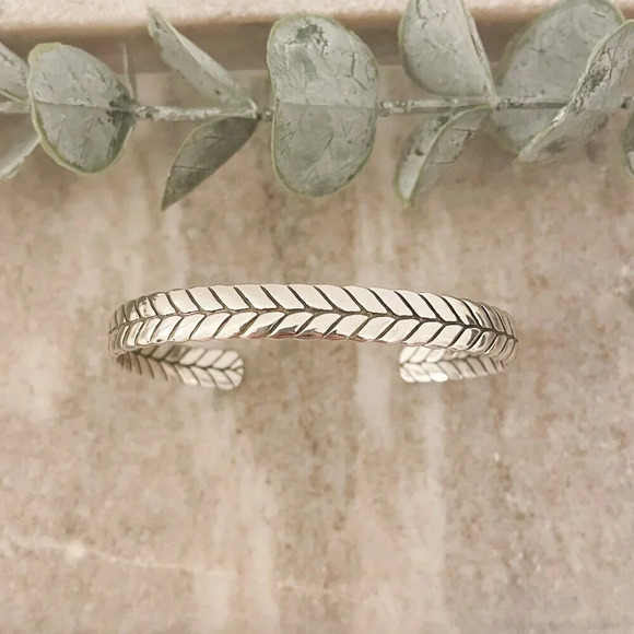 925 Sterling Silver Cuff Bracelet Silver Bangle Open Cuff Bracelet - Picture 1 of 6